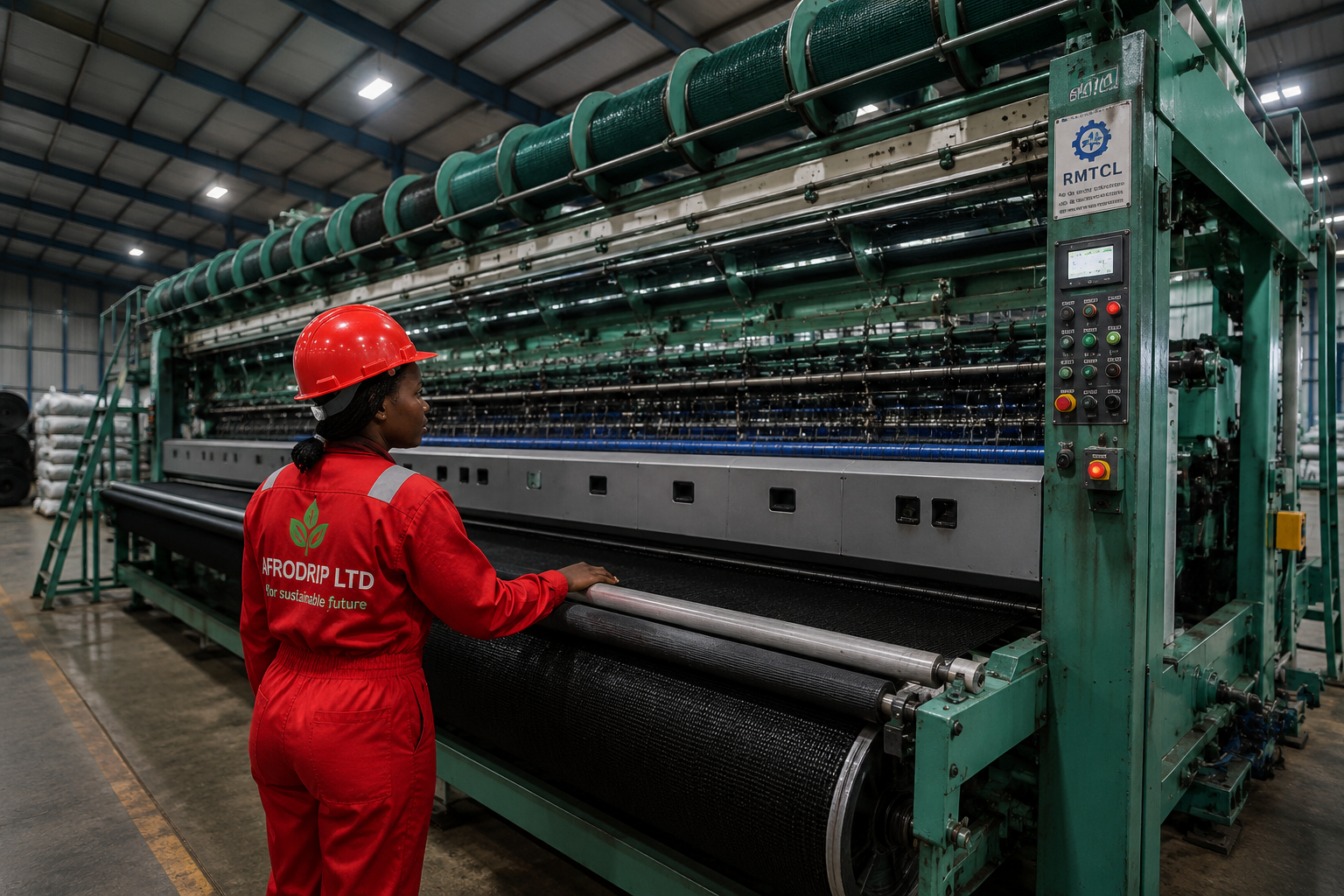 AFRODRIP industrial net production machine inside the factory